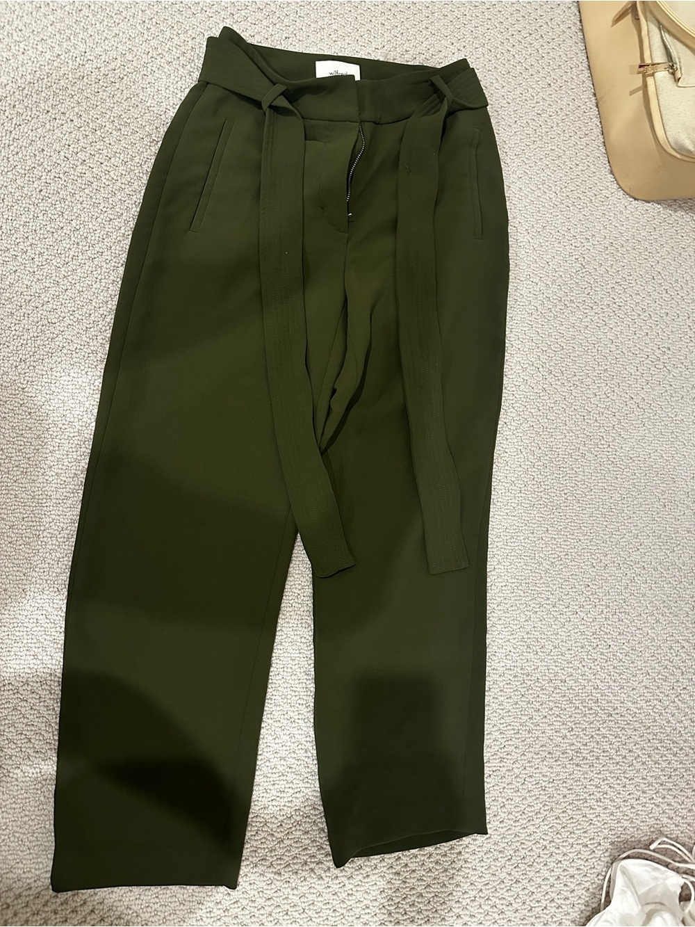 Aritzia Olive High-Rise Tie-Waist Cropped Trousers - Picture 4 of 4